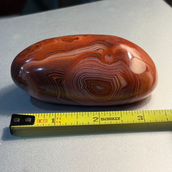 Large Polished Banded Agate Specimen 3.5” — Red Lace Agate Display Stone - Picture 1 of 6